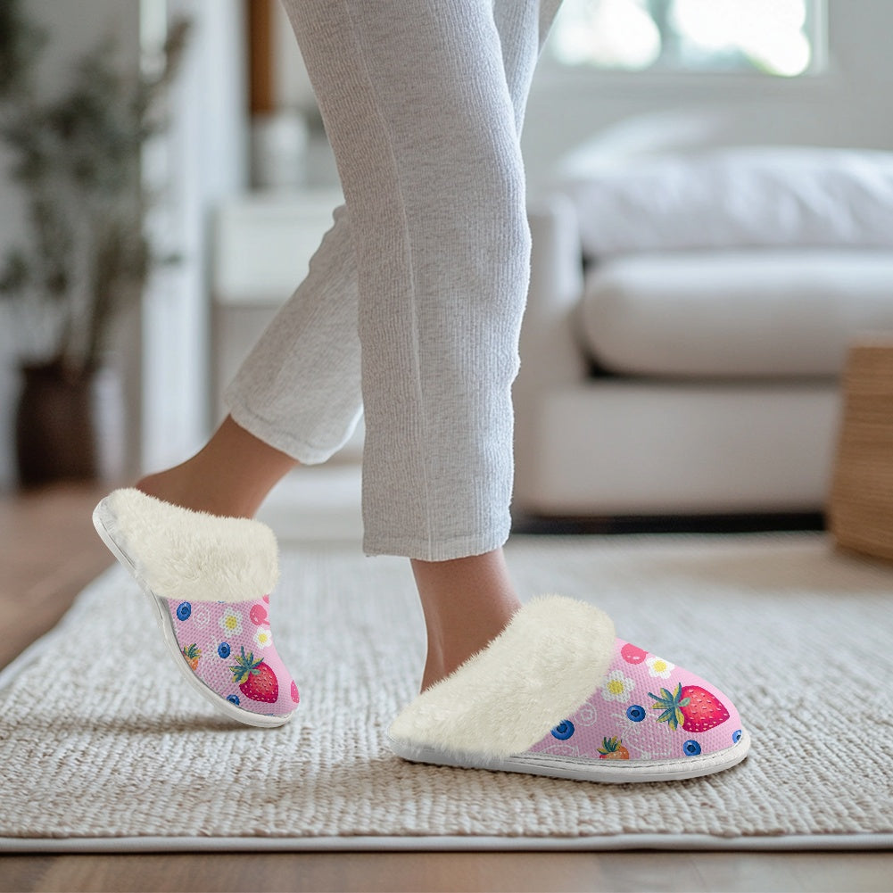 Cotton slippers with fur edges