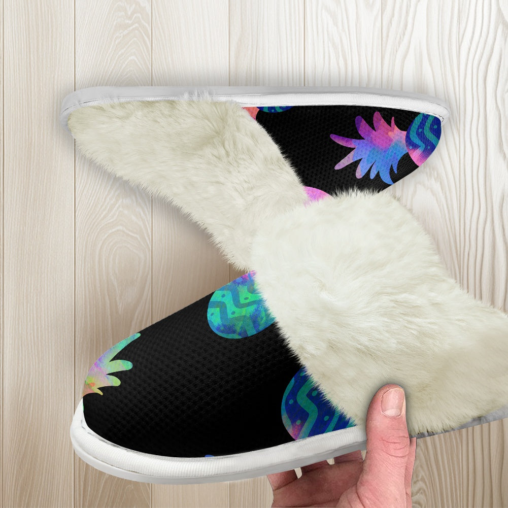 Cotton slippers with fur edges