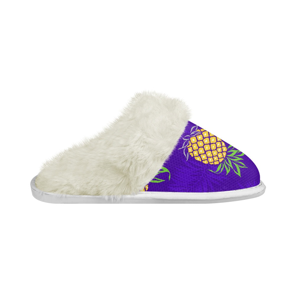 Cotton slippers with fur edges