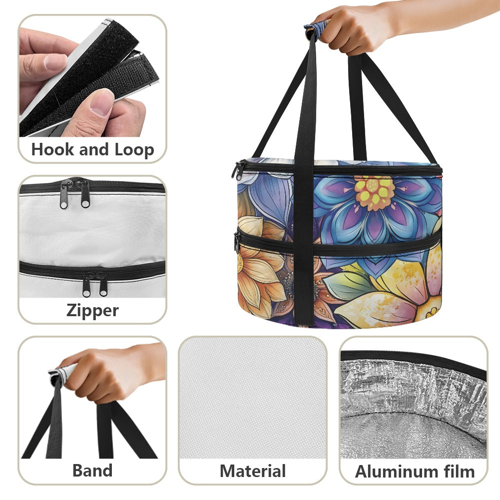 Double Layer Insulated Cooler Bag Round Bottom