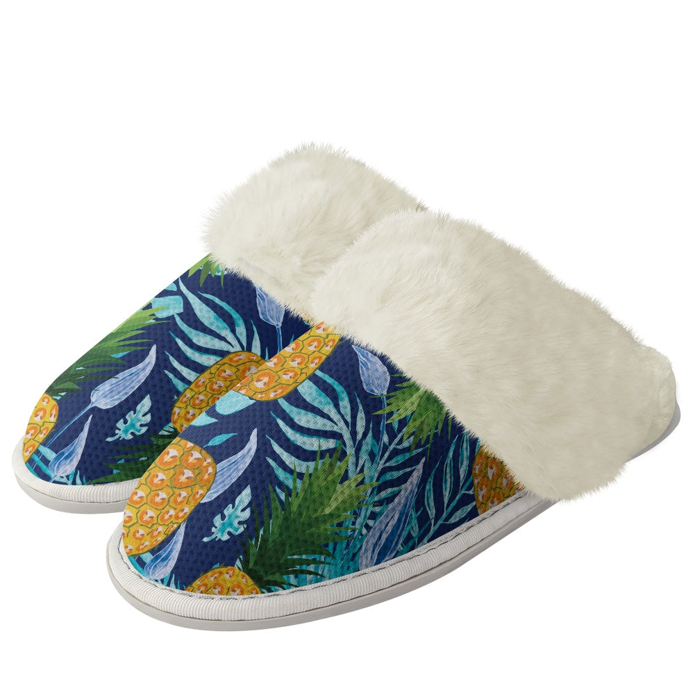 Cotton slippers with fur edges