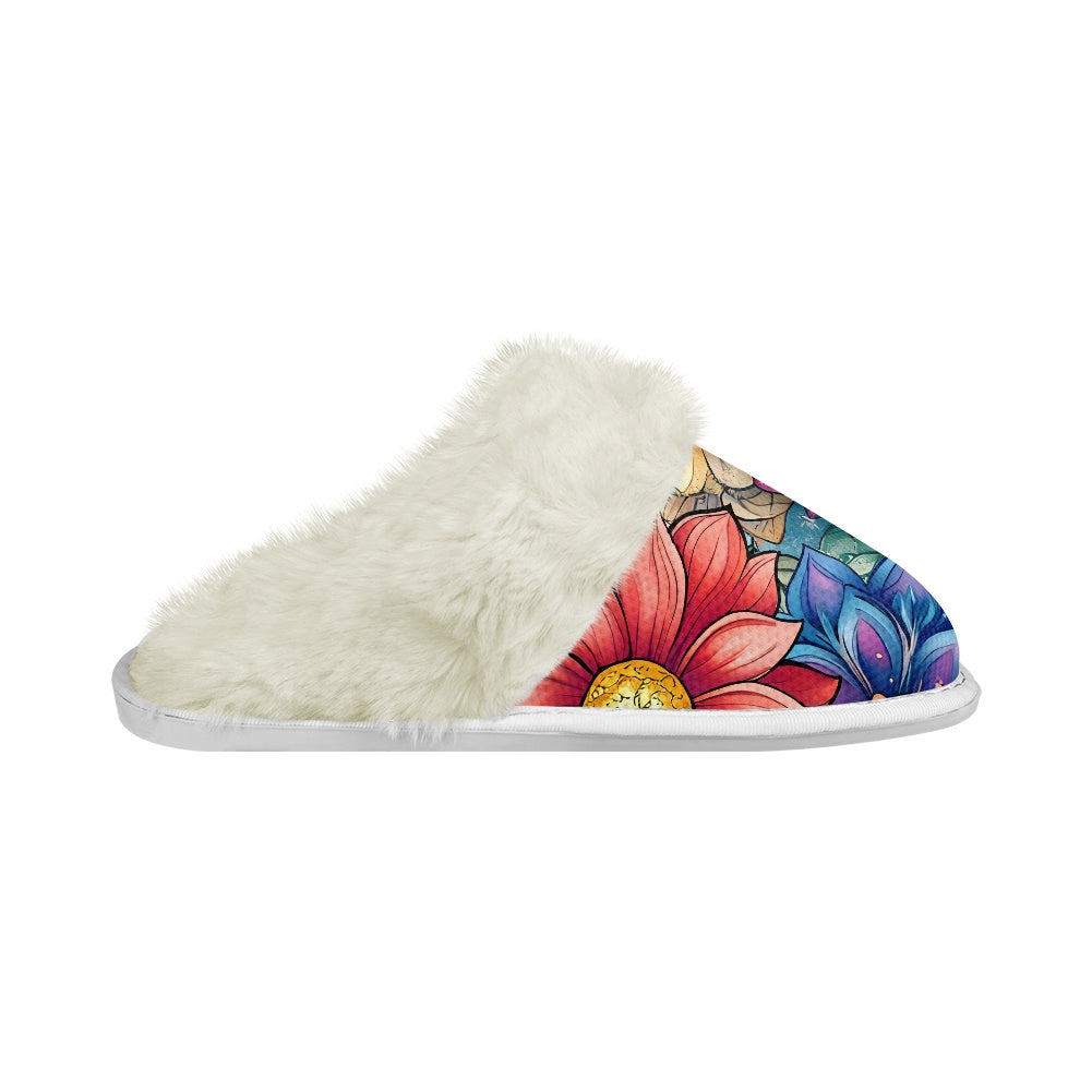 Cotton slippers with fur edges