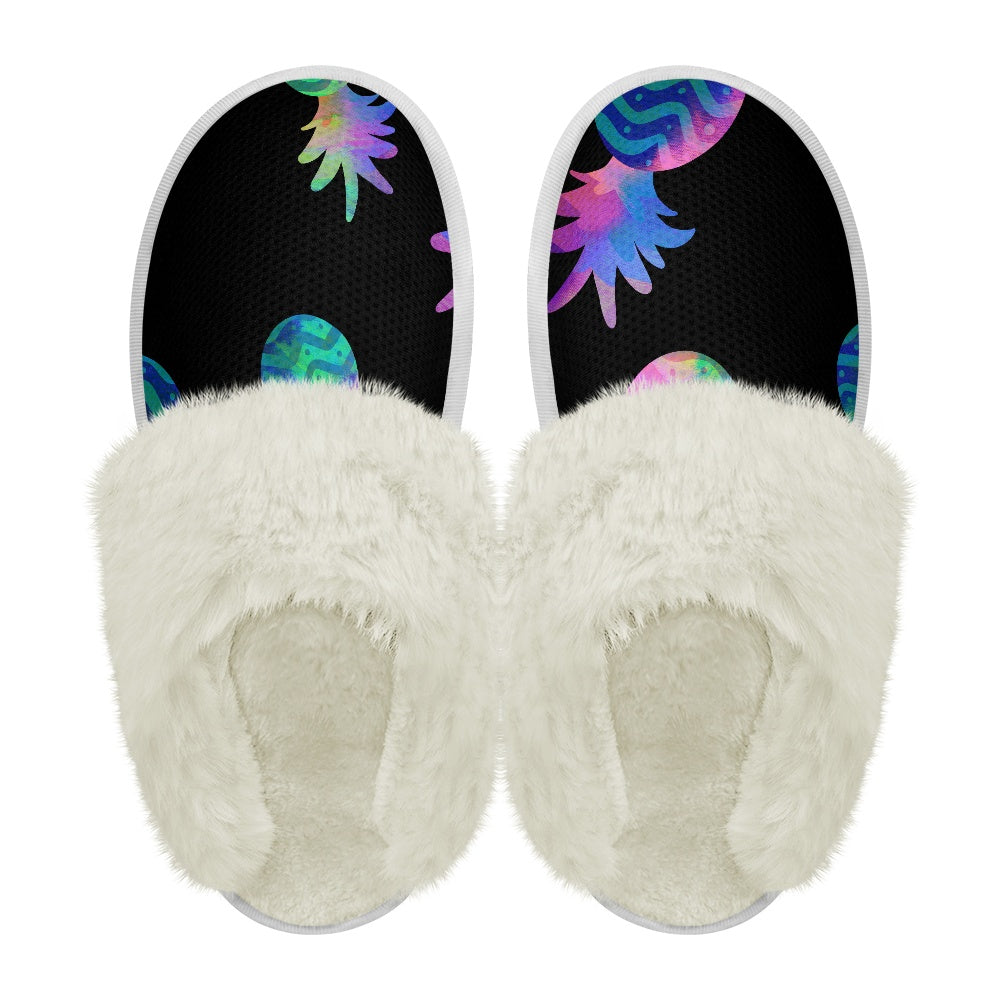 Cotton slippers with fur edges