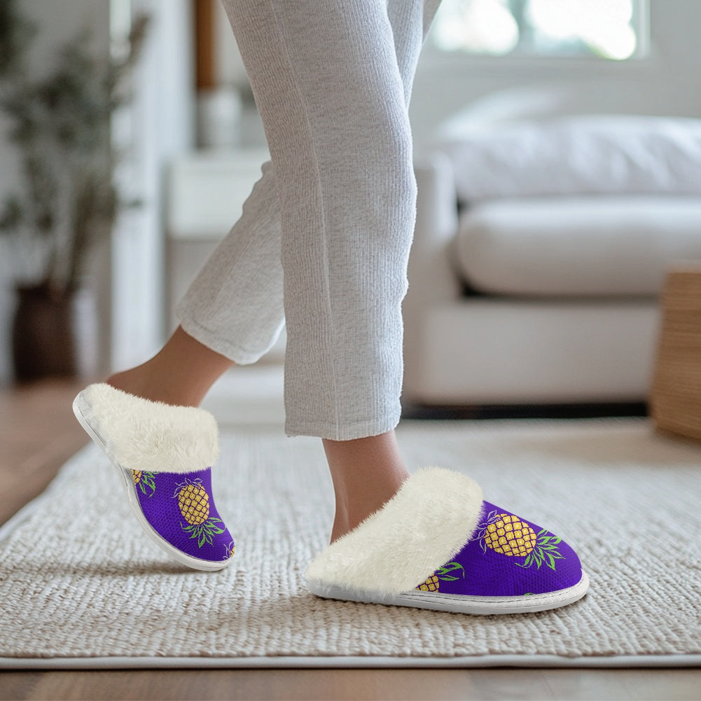 Cotton slippers with fur edges