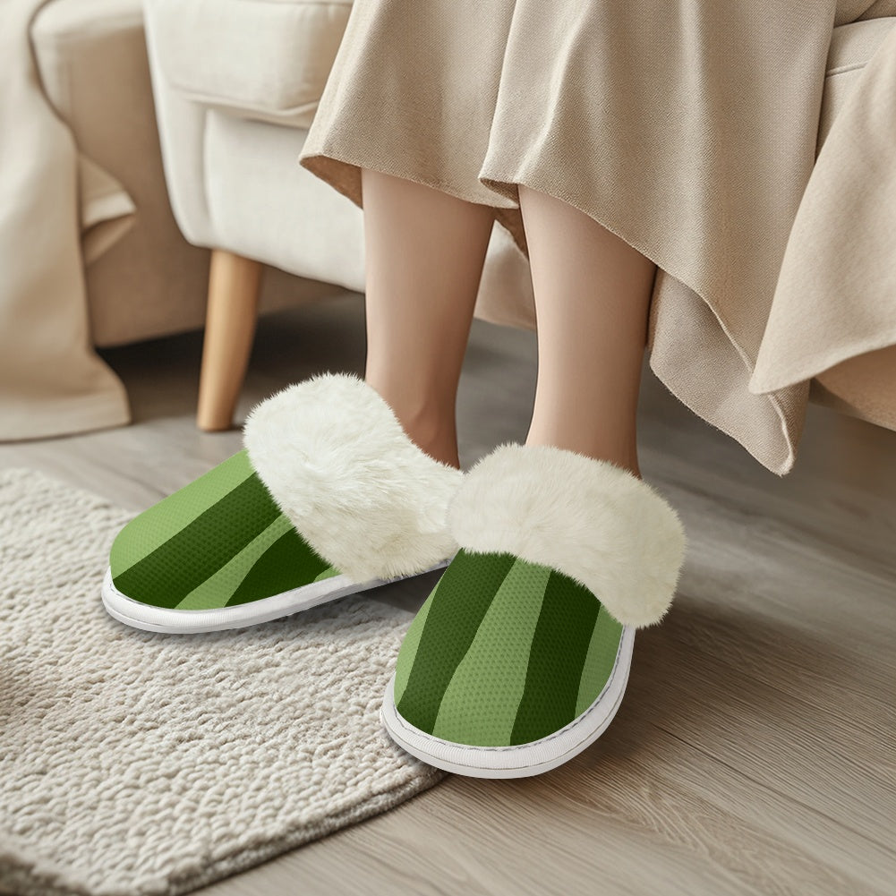 Cotton slippers with fur edges